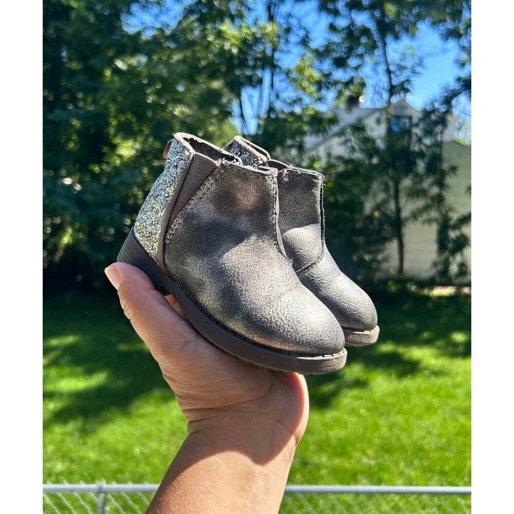 OshKosh B'gosh DARIA-G Gray Silver Glitter Zip Ankle Bootie Kids US 5 EU 20